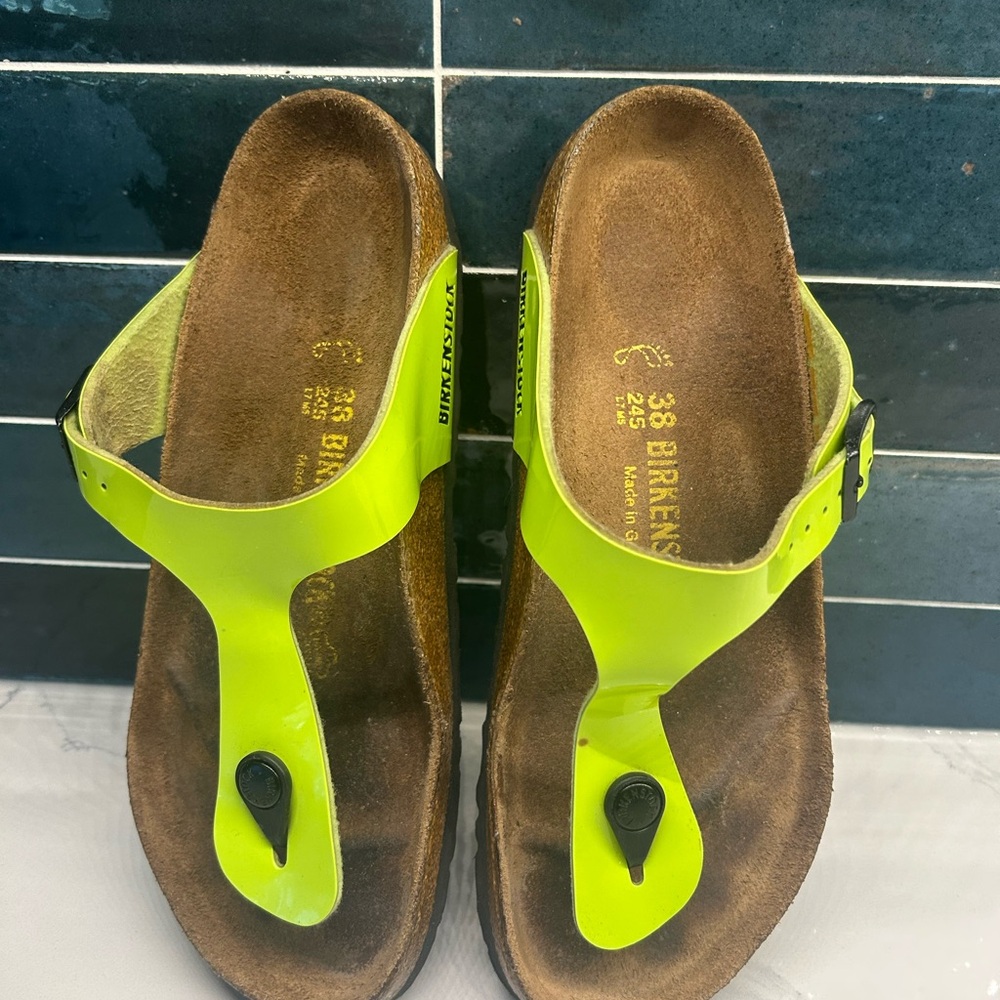 Birkenstock Lime Green Gizeh Sandals